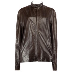 Nicole Farhi Brown Leather Zip Up Jacket Size M