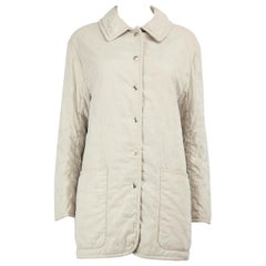 Hermès Beige Quilted Mid Length Jacket Size XS