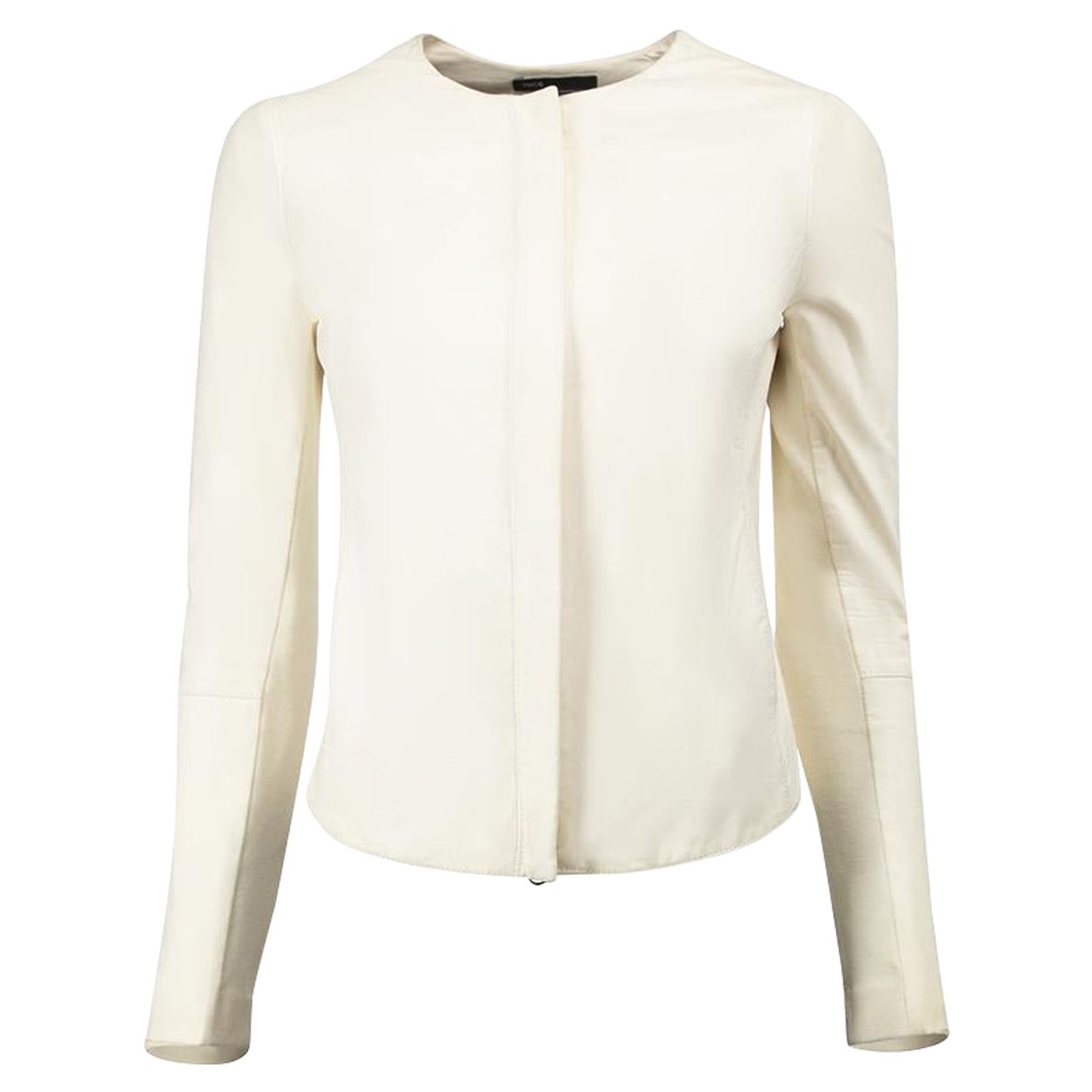 Vince Cream Leather Fitted Jacket Size XS For Sale