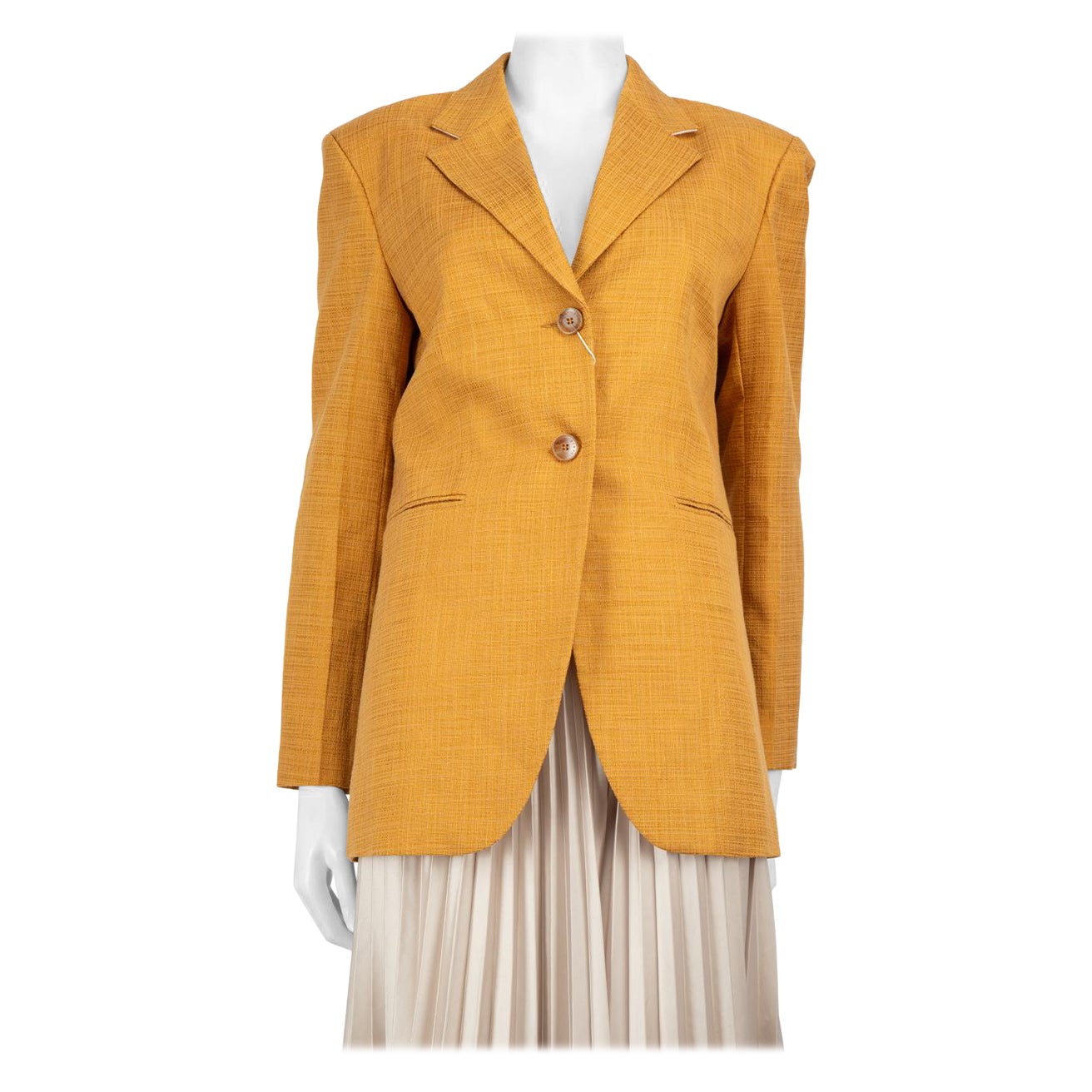 Sandro Mustard Yellow Single Breasted Blazer Size M For Sale
