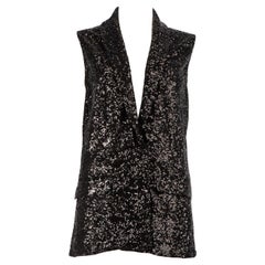 Halston Heritage Black Sequinned Waistcoat Size XL