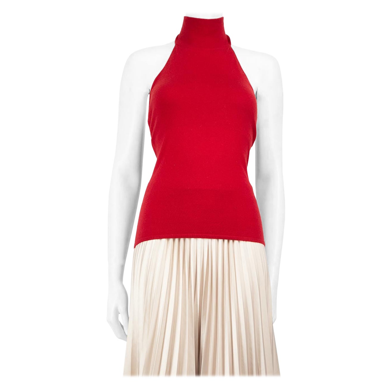 Ralph Lauren Red Cashmere Sleeveless Top Size S For Sale