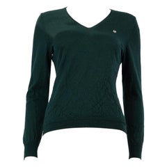 Carolina Herrera Green Wool Logo Knit Top Size L