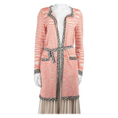 Missoni Pink Striped Pattern Belted Cardigan Size L