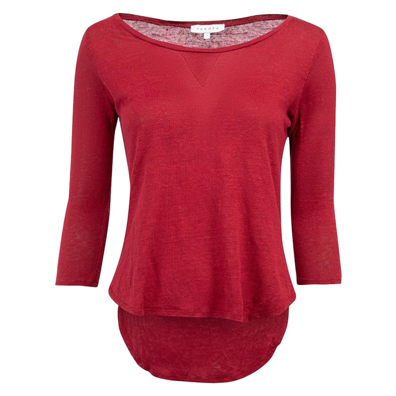 Sandro Red Fine Knit Round Neck Top Size S For Sale