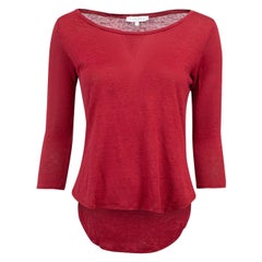 Sandro Red Fine Knit Round Neck Top Size S