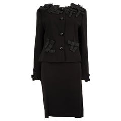 Moschino Black Bow Accent Skirt Suit Size XXL