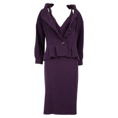 Moschino Purple Wool Dress Suit Set Size XL