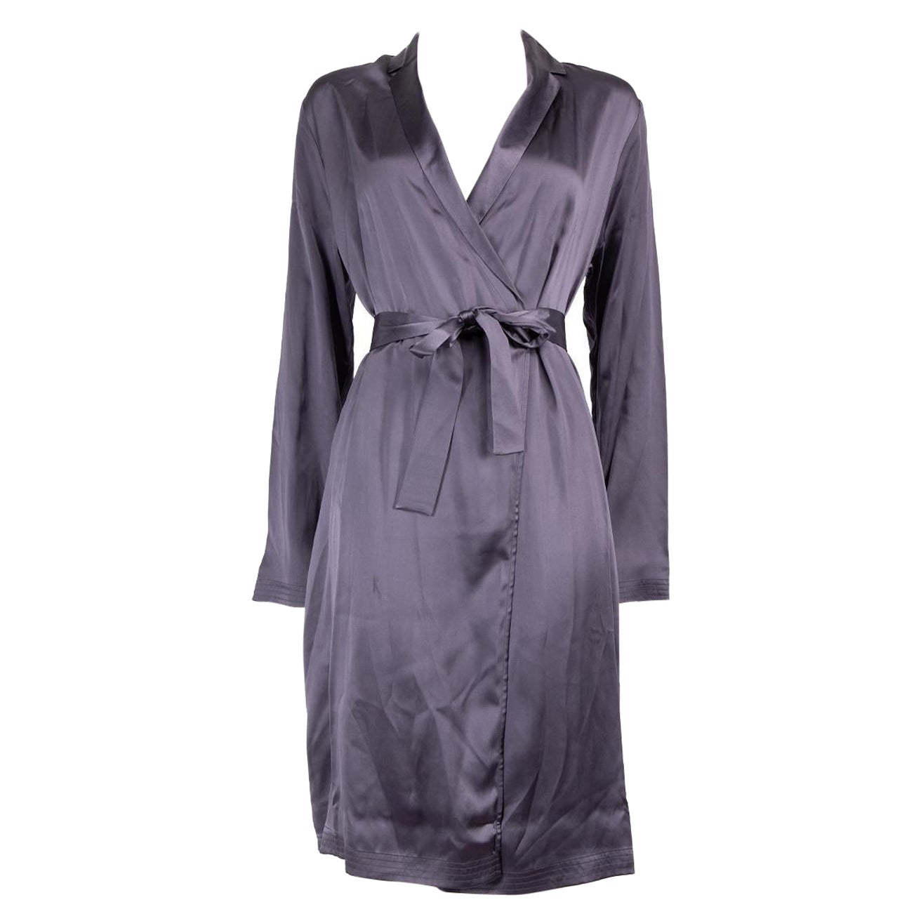 La Perla Purple Silk Belted Robe Size XL For Sale