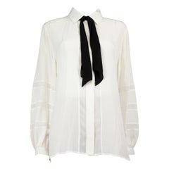 Anne Fontaine White Silk Neck Tie Shirt Size XXL