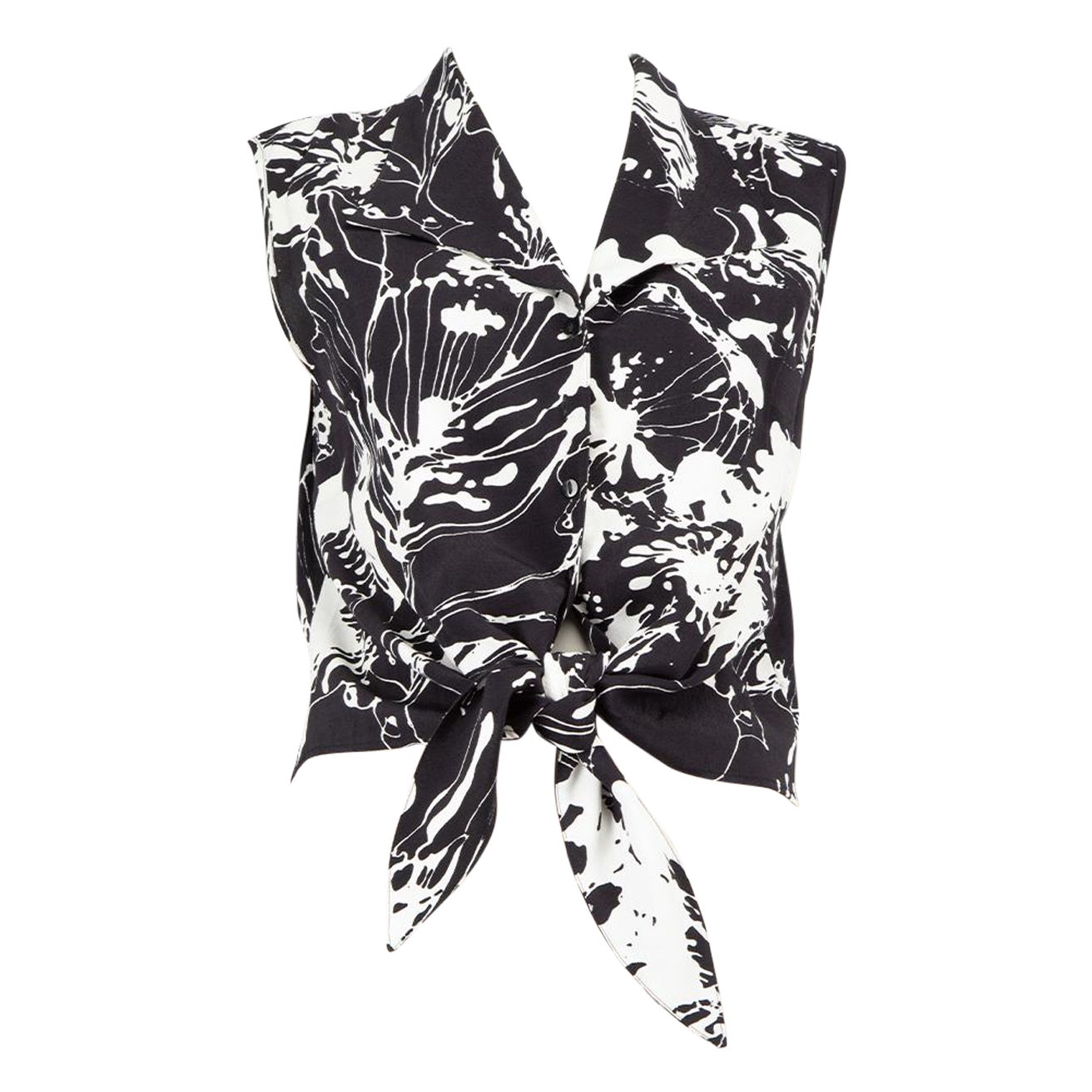 Anne Fontaine Top estampado floral blanco y negro Talla XXL en venta