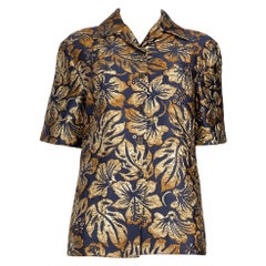 Prada Floral Metallic Short Sleeves Shirt Size M
