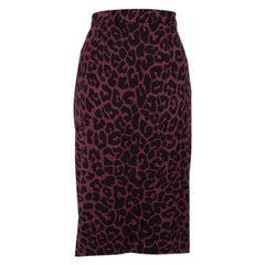 Miu Miu Purple Leopard Printed Skirt Size M