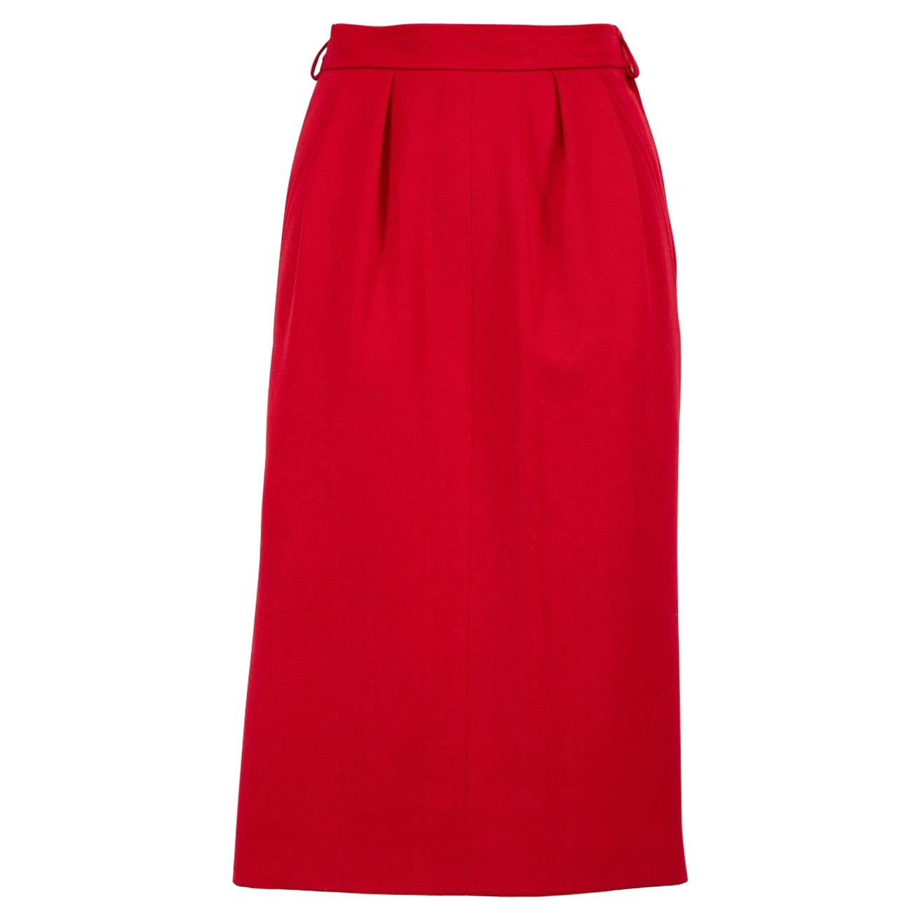 Saint Laurent Vintage Red Knee Length Pencil Skirt Size S For Sale
