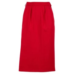 Saint Laurent Vintage Red Knee Length Pencil Skirt Size S