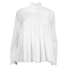 Used Sacai White Pleated Long Sleeve Shirt Size XL