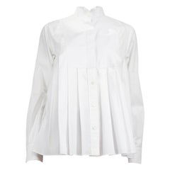 Sacai White Pleated Long Sleeve Shirt Size XL