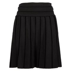 Balmain Black Pleated Zipped Mini Skirt Size M