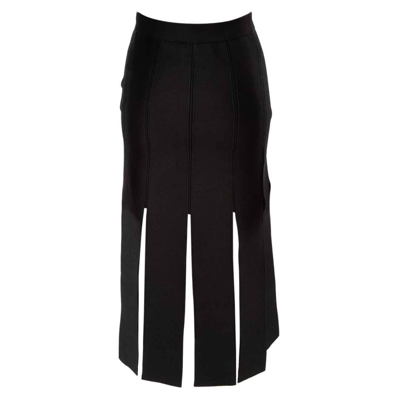 Sandro Black Elasticated Fringe Hem Midi Skirt Size S For Sale