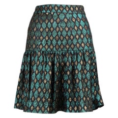 Dolce & Gabbana Green Jacquard Pattern Mini Skirt Size M