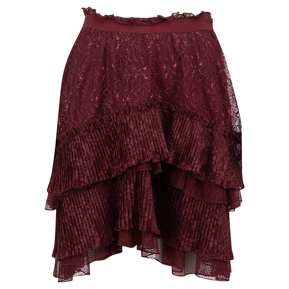 Roberto Cavalli Just Cavalli Burgundy Lace Mini Skirt Size S For Sale