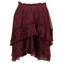 Roberto Cavalli Just Cavalli Burgundy Lace Mini Skirt Size S