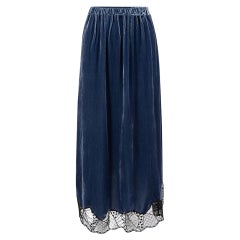 Zadig & Voltaire Blue Velvet Midi Straight Skirt Size L