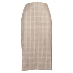 Escada Brown Wool Tartan Knee Length Skirt Size XL