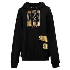 Dolce & Gabbana Black Cotton Gold Realtà Parallela Print Hoodie Size M