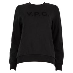 A.P.C. Black Logo Print Long Sleeve Sweatshirt Size M