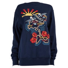 Stella McCartney Marineblaues Sweatshirt mit besticktem Muster Größe L