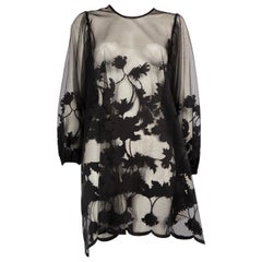 Anne Fontaine Black See Through Floral Print Top Size XL