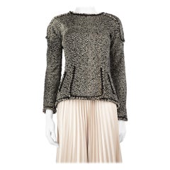 Chanel 11F Graues strukturiertes Tweed-Top aus Tweed Größe XS