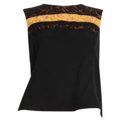 Prada Black Floral Panel Sleeveless Top Size M