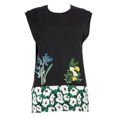 Stella McCartney Black Flower Embroidery Sleeveless Top Size XL