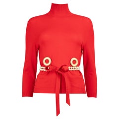 Valentino Garavani Rotes Top mit Perlenkettenkette-Detail in Rot, Größe M