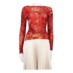 Etro Red Paisley & Floral Print Top Size S