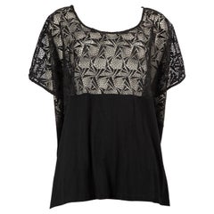 Anne Fontaine Black Lace Panel Sheer Top Size S