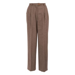 Gucci Vintage Pantalon droit en laine Brown Taille S