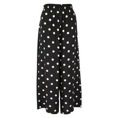 Jean Muir Black Silk Polka Dot Wide Fit Trousers Size L