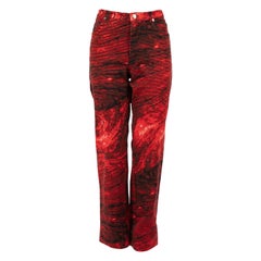 Escada Red Graphic Printed Capri Trousers Size M