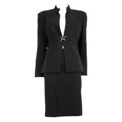 Versace Black Wool Skirt Suit Size XXL