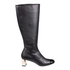Mulberry Black Leather Patent Toe Cap Boots Size EU 36