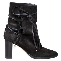Jimmy Choo Black Suede Strappy Boots Size IT 37