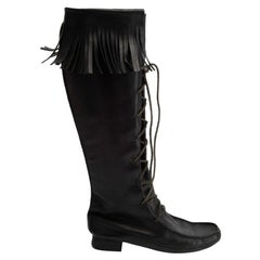 Bottes hautes Gucci noires à lacets et pampilles accentuées, taille IT 37