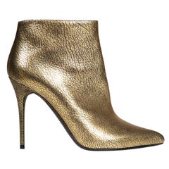Alexander McQueen Gold Leather Ankle Boots Size IT 38.5