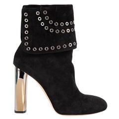 Alexander McQueen Black Suede Eyelet Boots Size IT 39