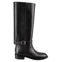 Burberry SS24 Black Leather Emmett Riding Boots Size IT 38