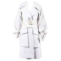 Gucci Runway FW 2003 Cream Wool Angora Wide Collar Corset Belted Coat ...