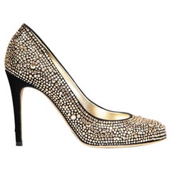 Gina Gold Swarovski Crystal Embellished Heels Size UK 4